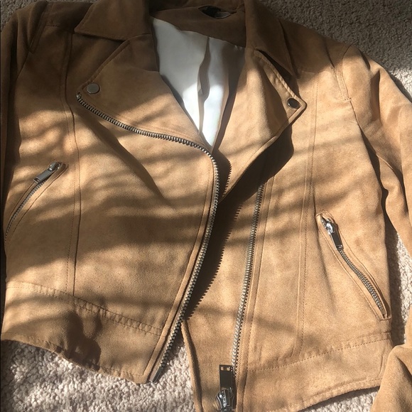 Moto faux suede leather biker jacket sz 2 like new - Picture 9 of 10